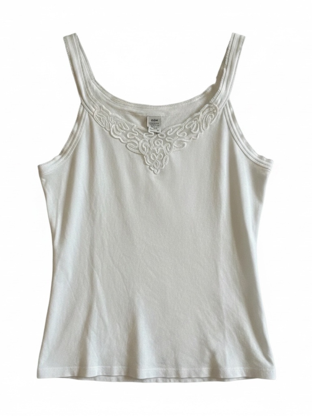 White Embroidered  Tank Top - Women's Camisole, 100% cotton. Size 14, X-Large.